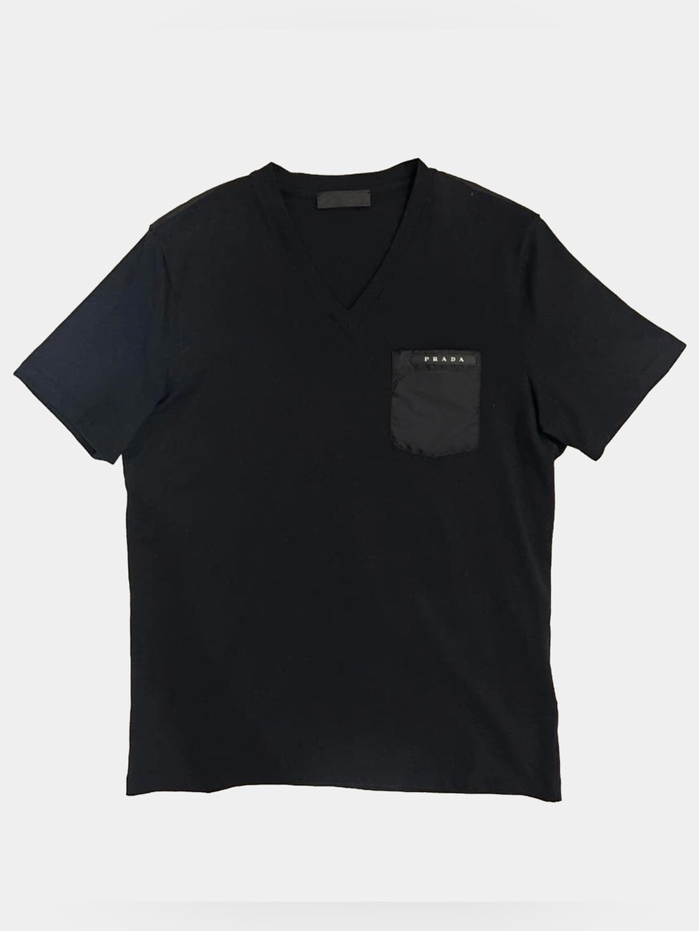 PRADA V Neck Nylon Pocket T-Shirt